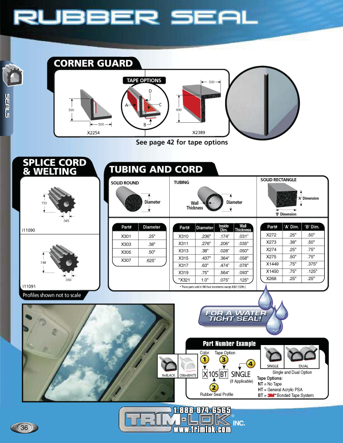 Trim-Lok corner guard rubber seals catalog page 36